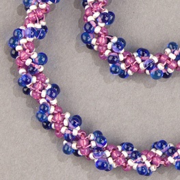Spiral stitch with drop beads Blue Raspberry